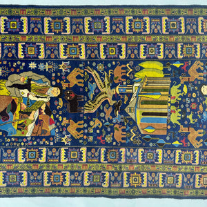 Handmade Afghan wool rug  traditional design for living room USA