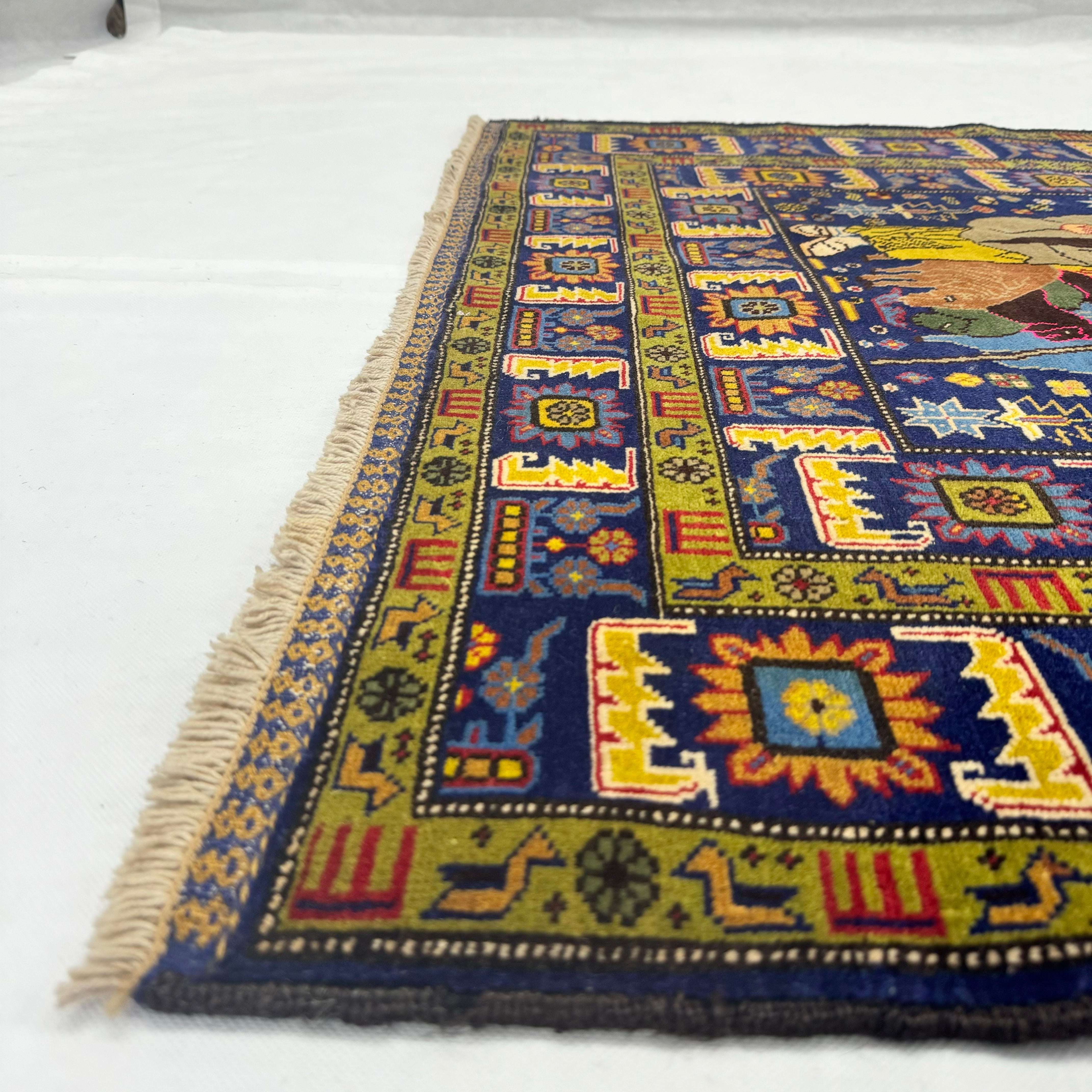 Handmade Afghan wool rug  traditional design for living room USA
