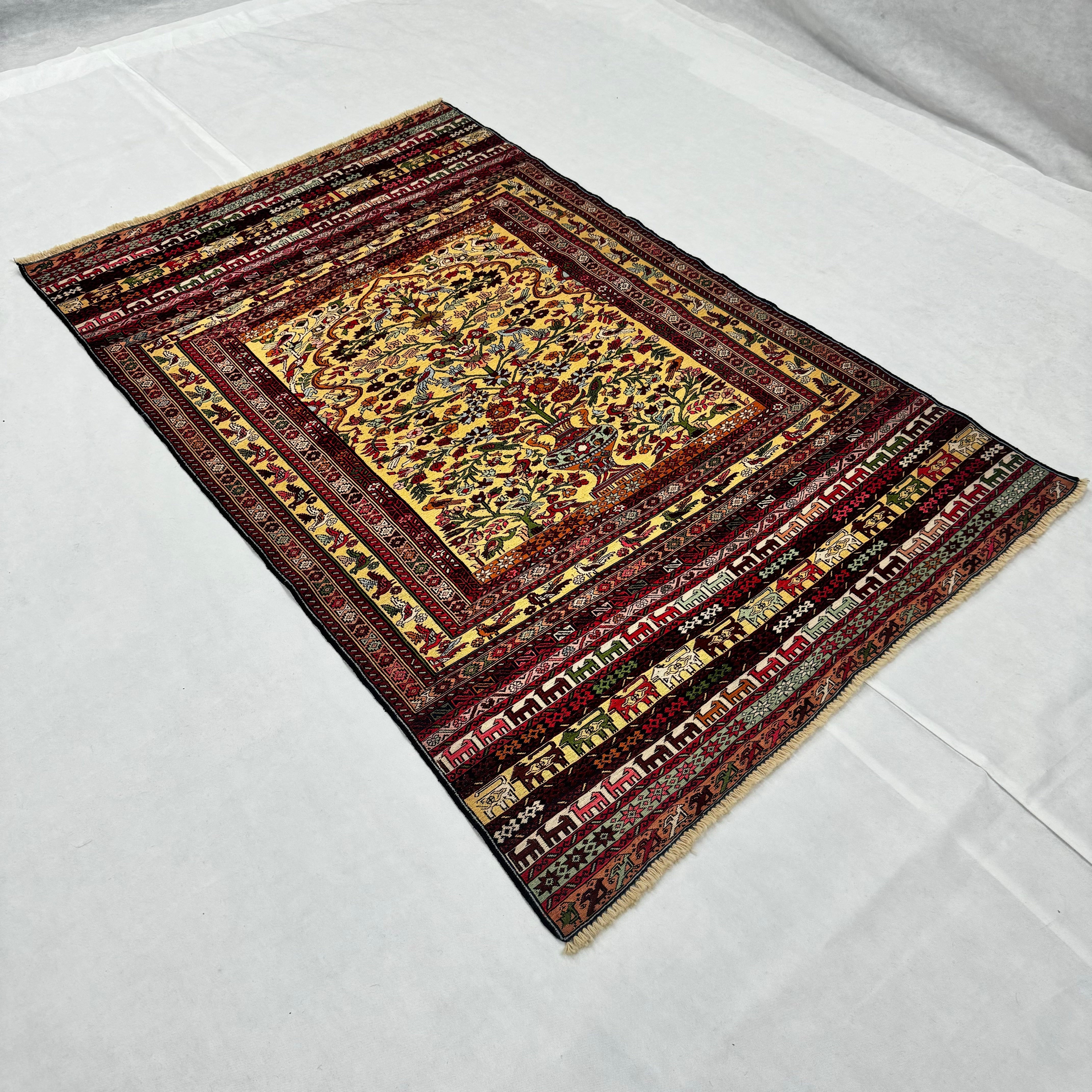 Handmade Afghan wool rug  traditional design for living room USA