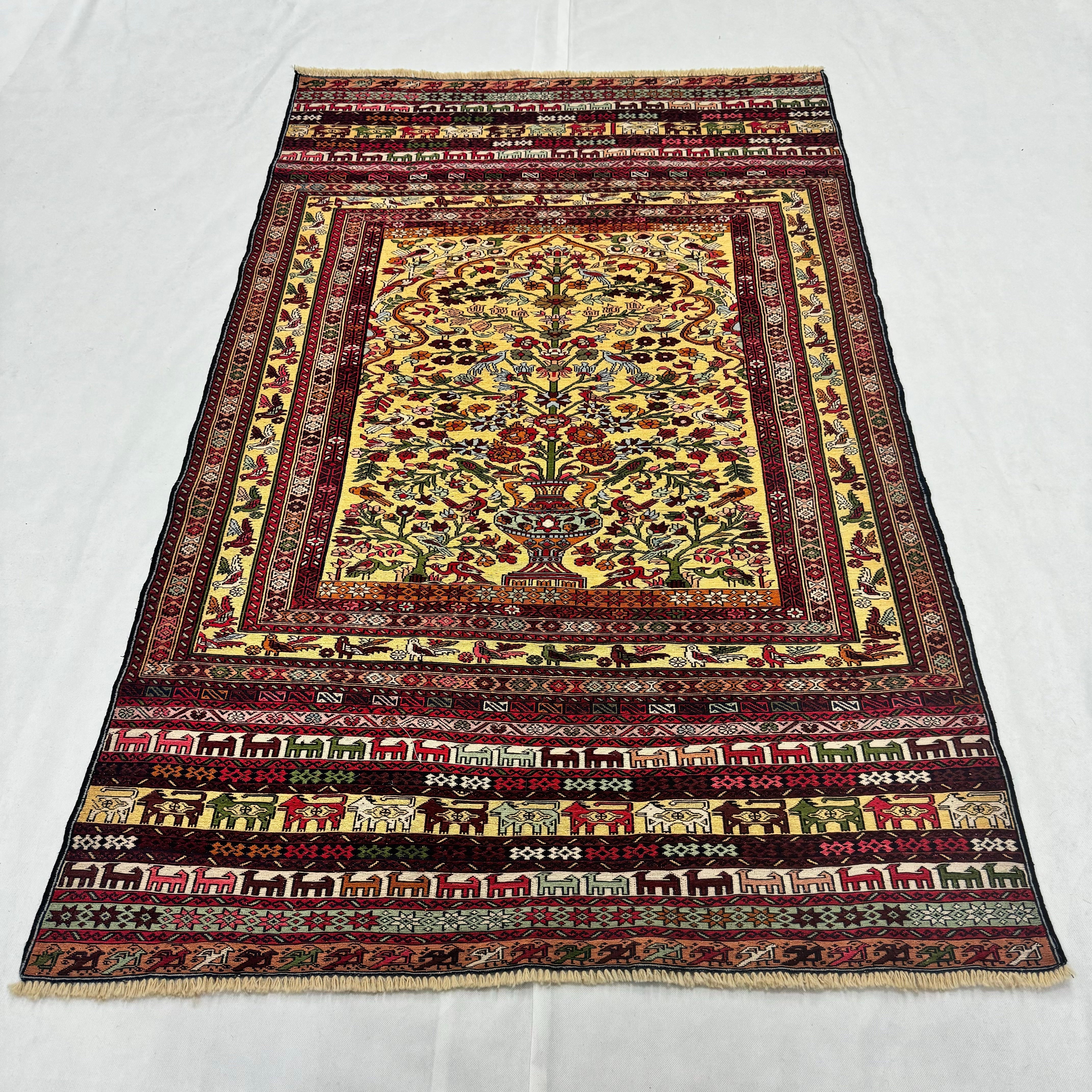 Handmade Afghan wool rug  traditional design for living room USA