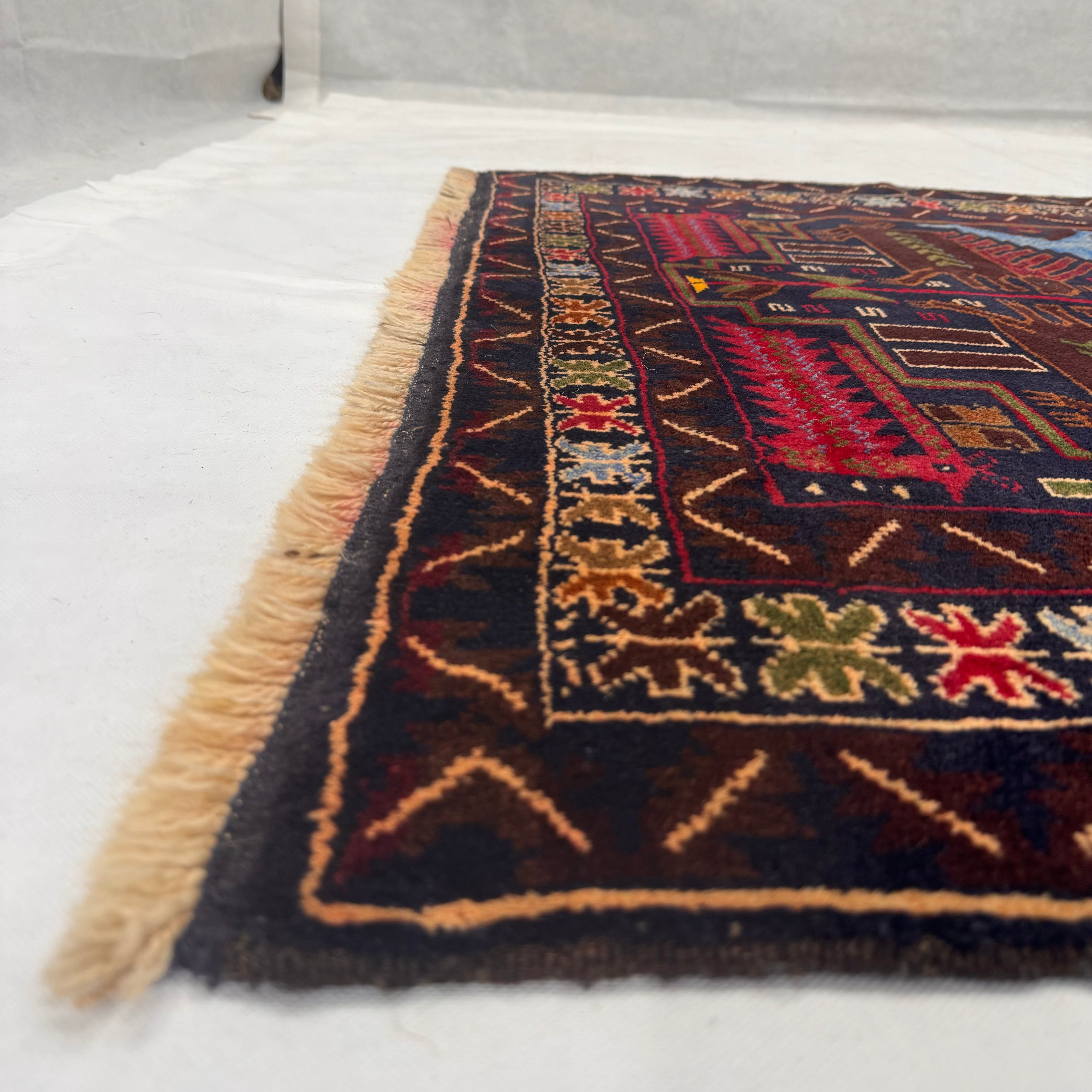 Handmade Afghan wool rug  traditional design for living room USA