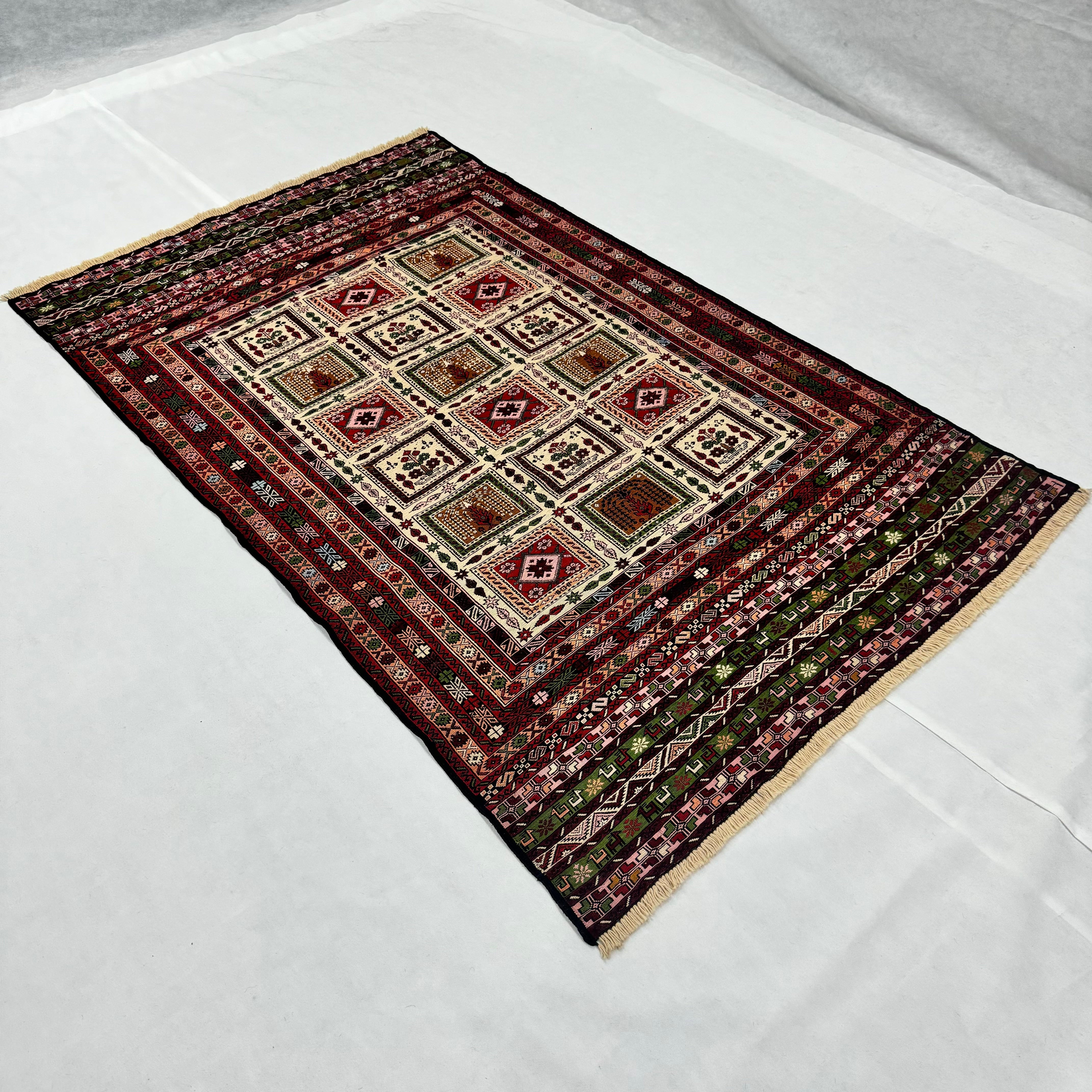 Handmade Afghan wool rug  traditional design for living room USA