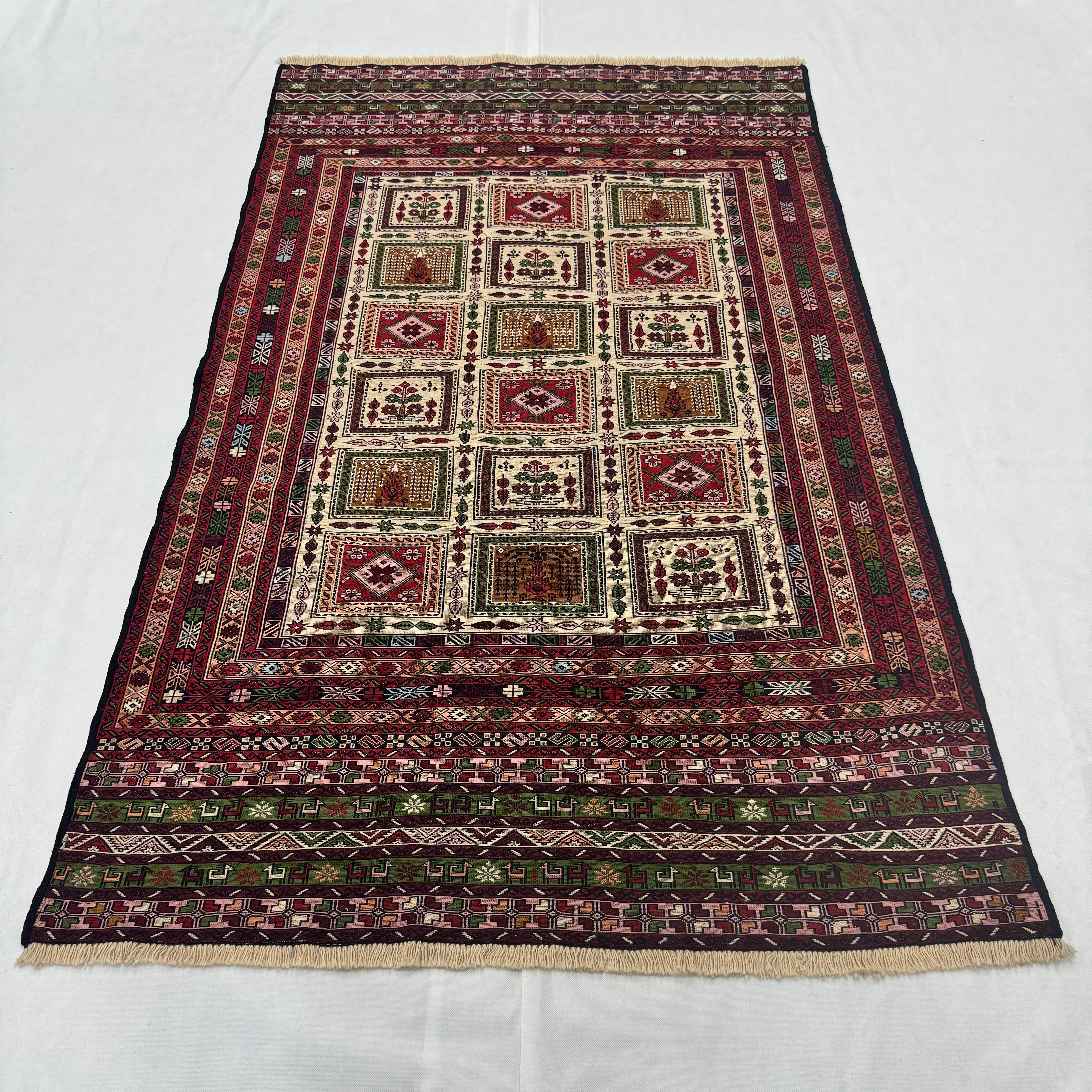 Handmade Afghan wool rug  traditional design for living room USA