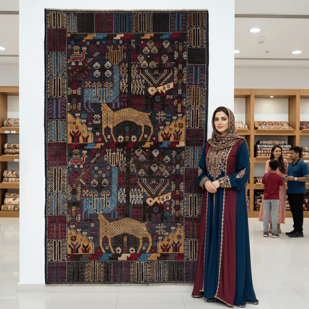Handmade Afghan wool rug Handmade Afghan Shikargah Rug – 4 ft x 6 ft – Bold Hunting Scene with Animal Motifs – Premium Wool, Authentic Afghan Craftsmanship traditional design for living room USA