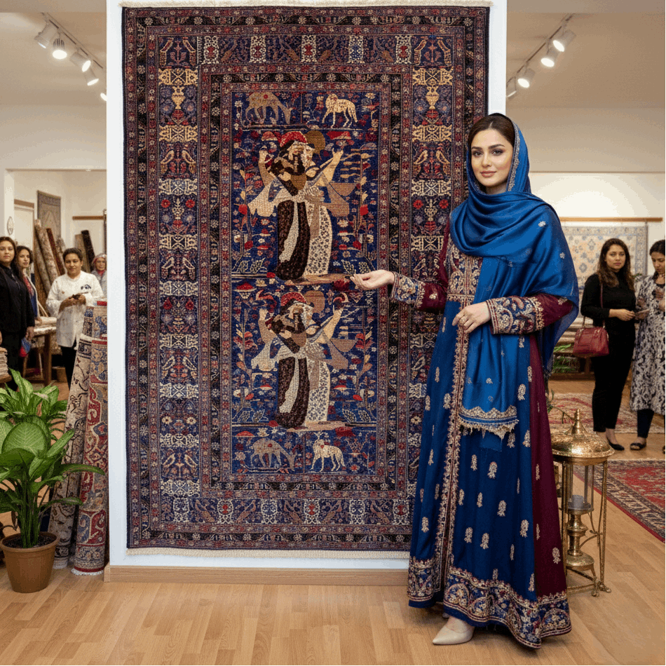 Handmade Afghan wool rug Afghan Handmade Shikargah Rug - 6.5 ft x 10 ft traditional design for living room USA