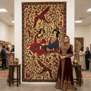 Handmade Afghan wool rug Handmade Afghan Wool Rug – Pictorial Design of Birds & Figures – 3ft x 4.5ft – Luxurious and Artistic traditional design for living room USA