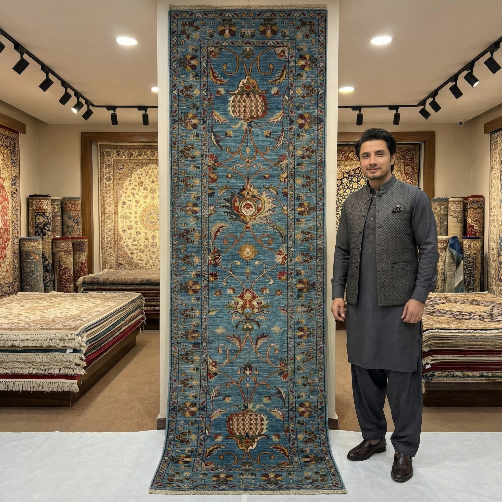 Handmade Afghan wool rug Luxurious Chobi Handmade Runner Rug - 3 ft x 13 ft - Stunning Wool Craftsmanship traditional design for living room USA