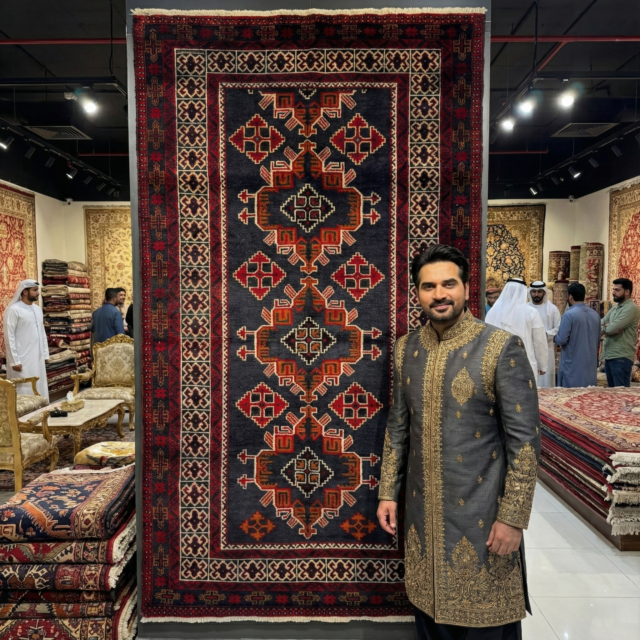 Handmade Afghan wool rug Handmade Baluchi Rug 4 ft x 6 ft - Red and Black Geometric Design traditional design for living room USA