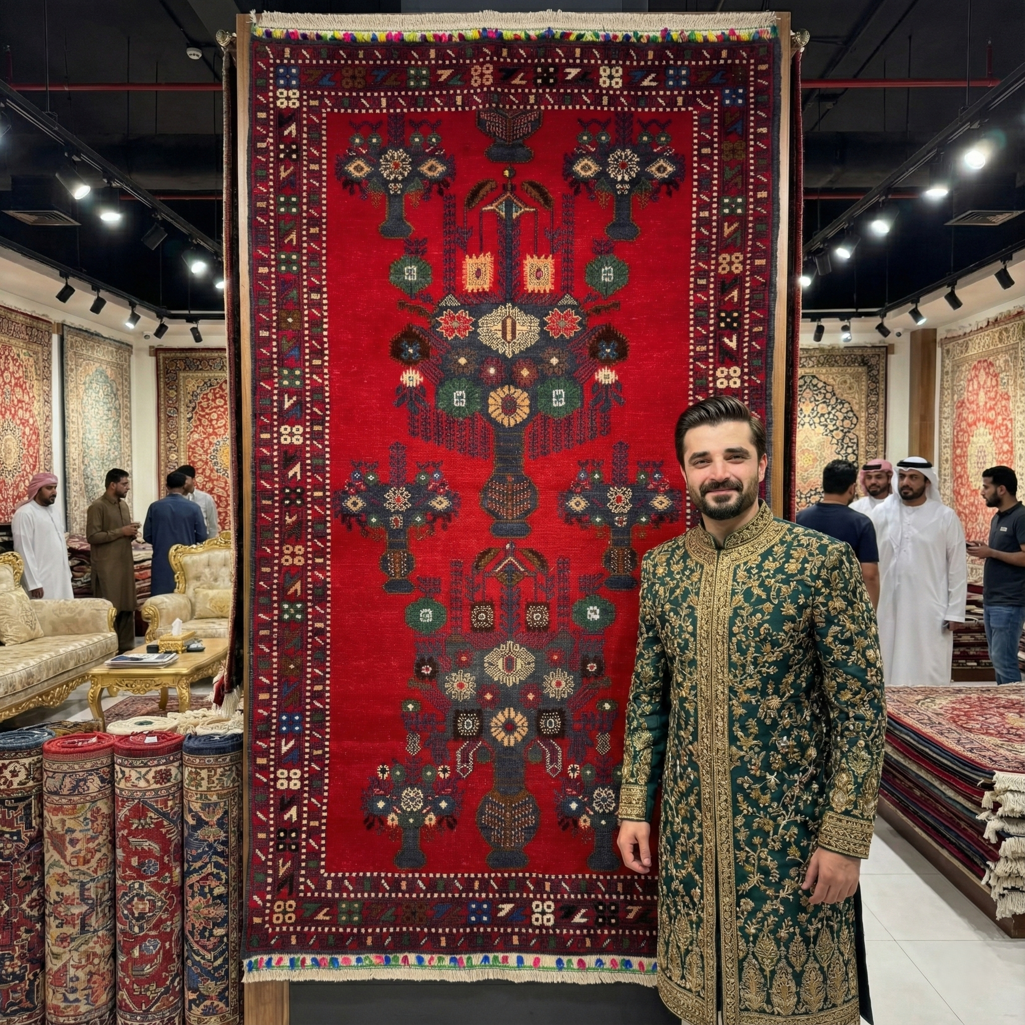 Handmade Afghan wool rug Exquisite Handmade Baluchi Rug - 4ft x 6ft Red Persian Floral Design, Wool Carpet traditional design for living room USA