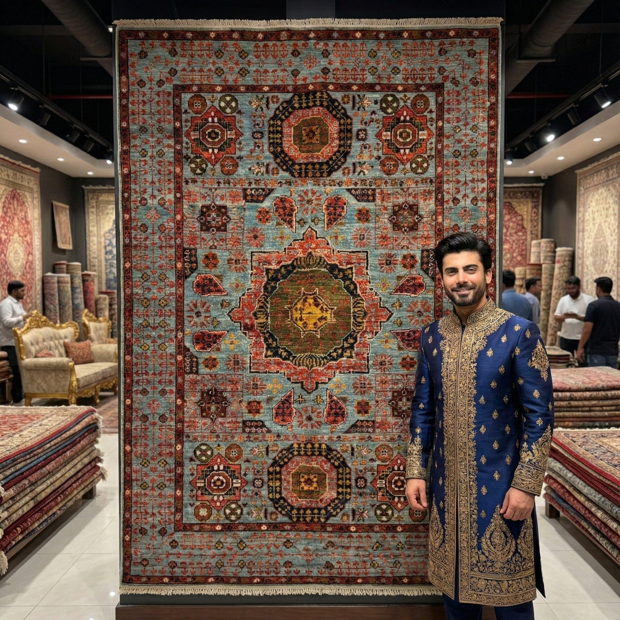 Handmade Afghan wool rug Exquisite Handmade Chobi Rug - 3 ft x 5 ft - Unique Geometric Design traditional design for living room USA