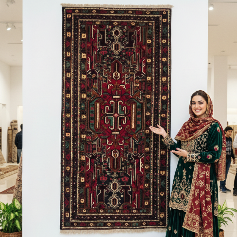 Handmade Afghan wool rug Handmade Afghan Wool Rug - 4 ft x 7 ft | Baluchi Aqsi Design | Luxurious, Durable, Eco-Friendly traditional design for living room USA