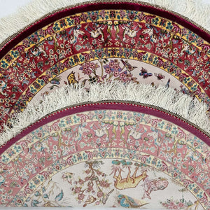 Persian Silk Round Rug | Pure Silk Abresham | 3 ft x 3 ft | 1600 Reeds
