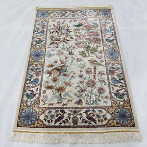 Persian Garden Birds Silk Rug 2.5 ft x 4 ft | Pure Silk Abresham