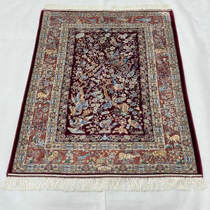 Persian Silk Bird of Paradise Rug 2.5 ft x 4 ft | 1600 Reeds