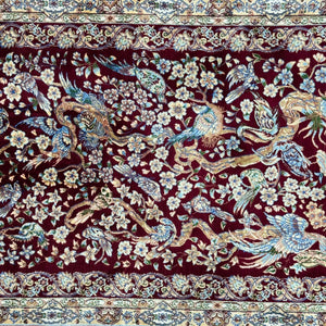 Persian Silk Bird of Paradise Rug 2.5 ft x 4 ft | 1600 Reeds