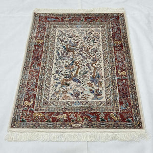 Persian Silk Bird of Paradise Rug 2.5 ft x 4 ft | 1600 Reed Pure Silk