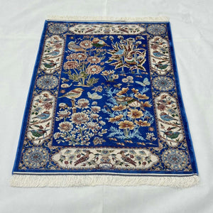 Persian Silk Garden Birds Rug 2.5 ft x 4 ft | 1600 Reeds Iranian Abresham