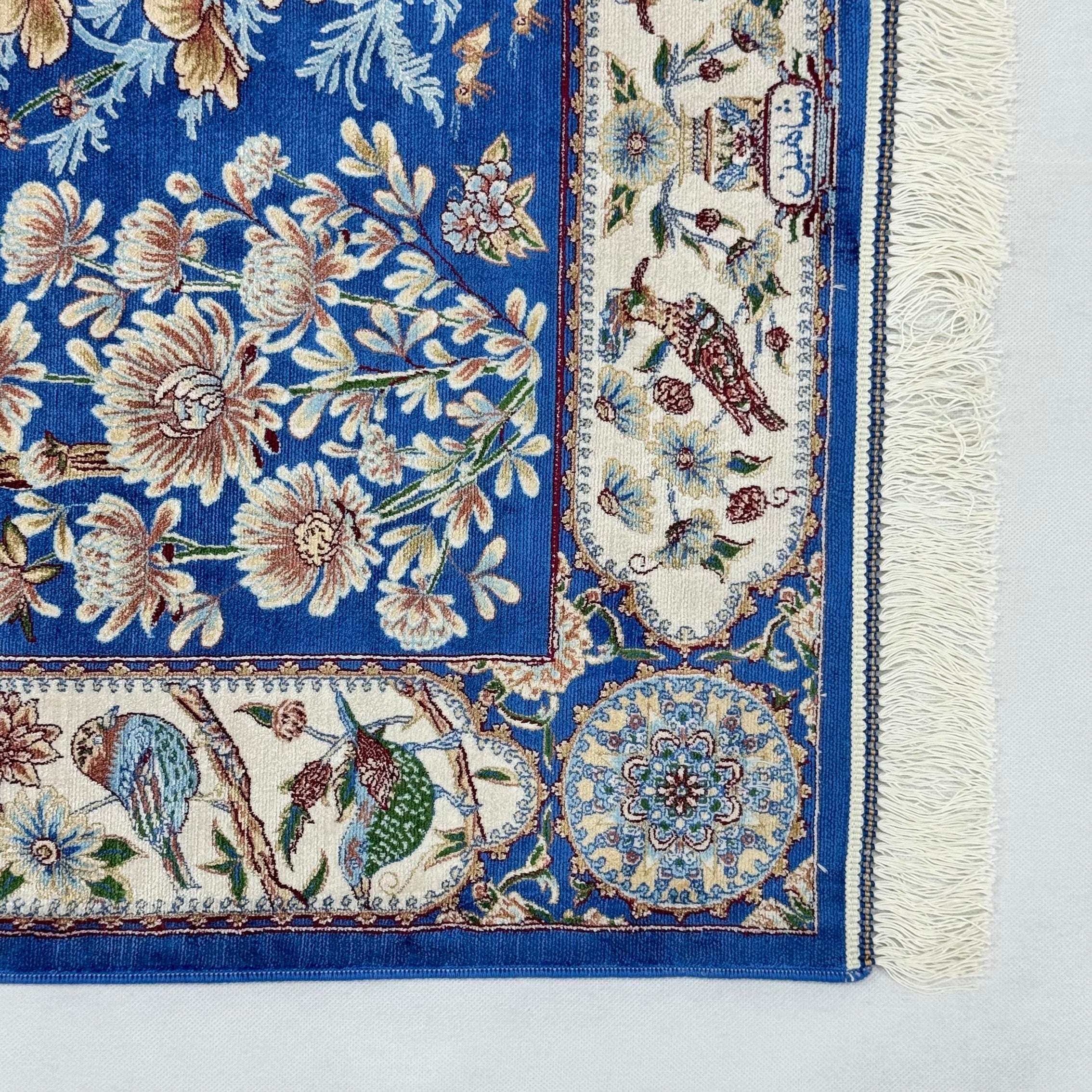 Persian Silk Garden Birds Rug 2.5 ft x 4 ft | 1600 Reeds Iranian Abresham