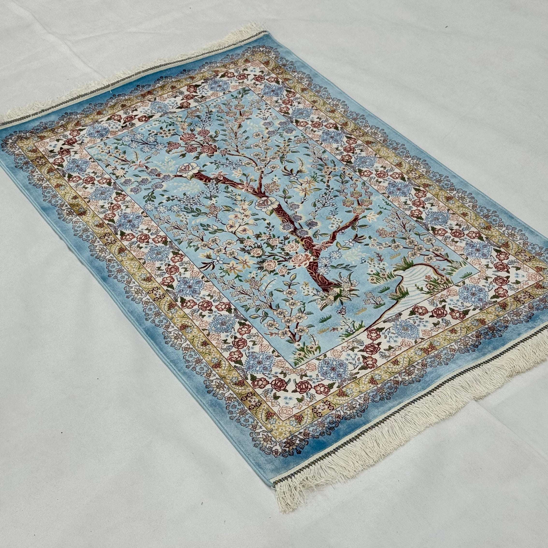 Persian Silk Floral Tree Rug 2.5 ft x 4 ft | Pure Silk Abresham 1600 Reed