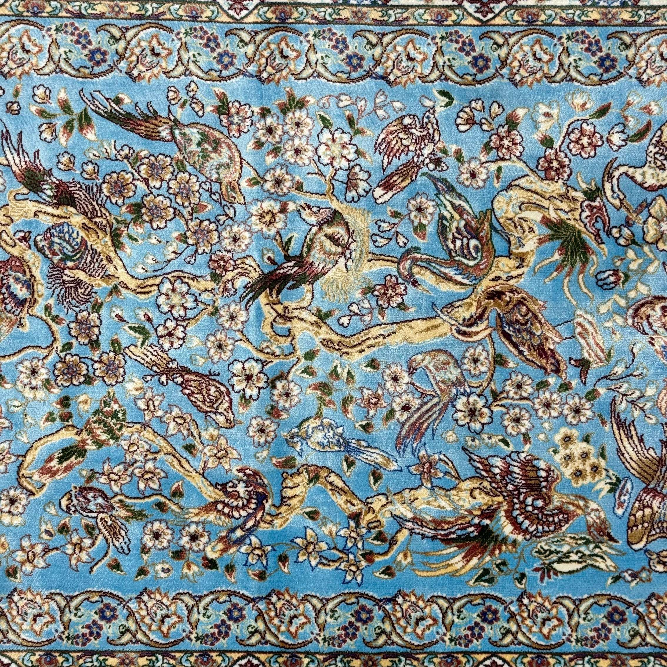 Persian Silk Abresham Bird & Floral Rug 2.5 ft x 4 ft | 1600 Reed