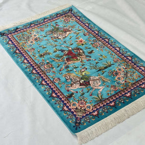Persian Silk Hunting Scene Rug 2.5 ft x 4 ft | 1600 Reed Abresham