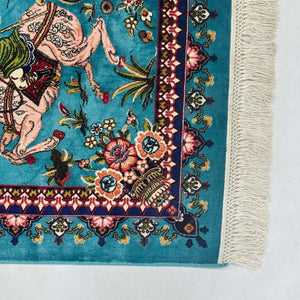 Persian Silk Hunting Scene Rug 2.5 ft x 4 ft | 1600 Reed Abresham