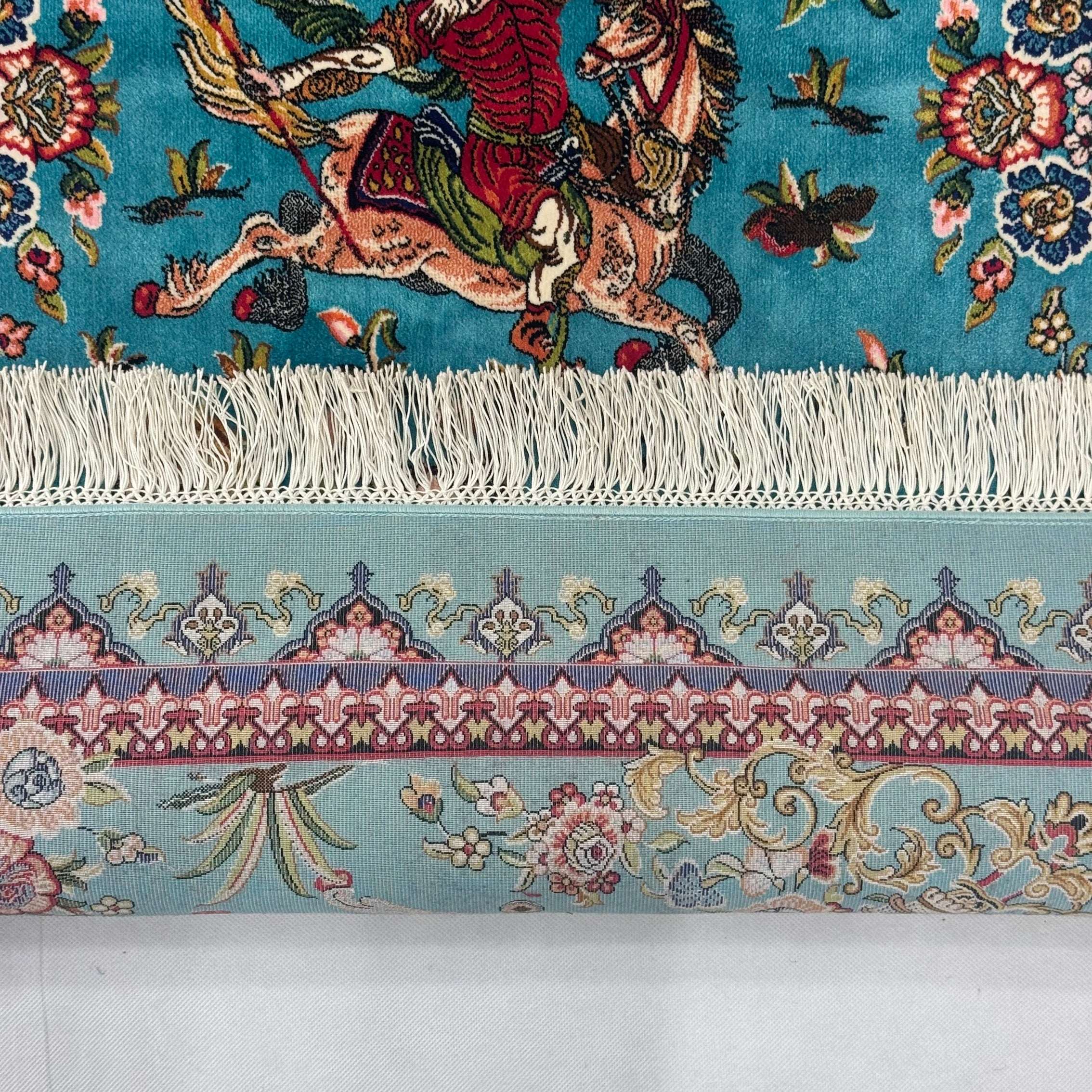 Persian Silk Hunting Scene Rug 2.5 ft x 4 ft | 1600 Reed Abresham