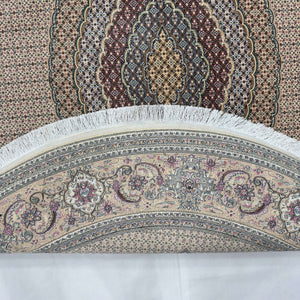 Persian Silk Round Rug 6.5 ft x 6.5 ft | Tabriz Medallion 1600 Reed