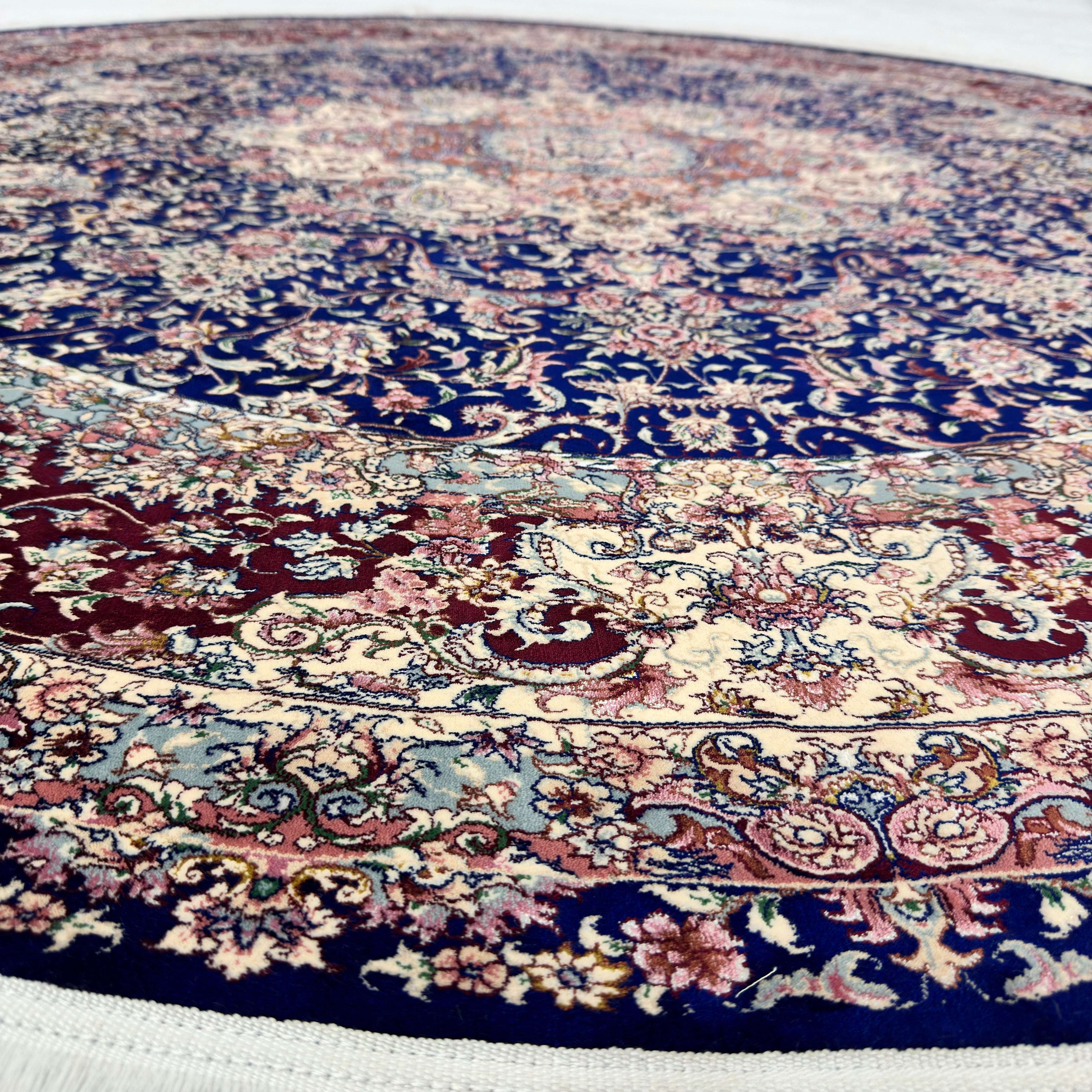 Persian Silk Round Rug 6.5 ft x 6.5 ft | Isfahan Medallion 1600 Reed