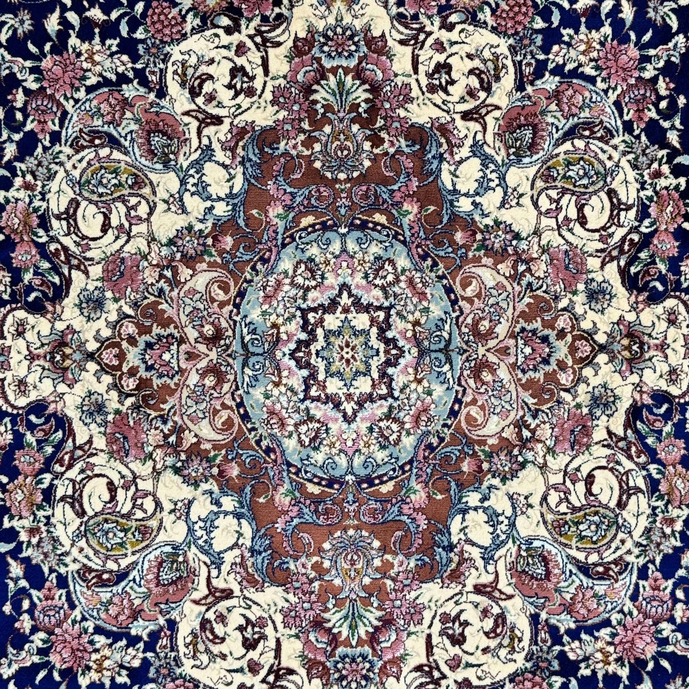 Persian Silk Round Rug 6.5 ft x 6.5 ft | Isfahan Medallion 1600 Reed