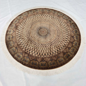 Persian Silk Round Rug | Pure Silk Abresham | 5 ft x 5 ft | 1600 Reeds