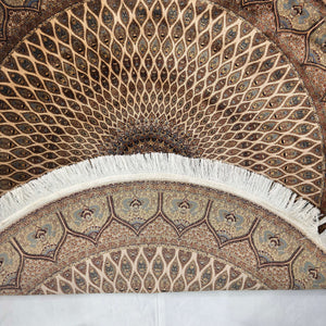 Persian Silk Round Rug | Pure Silk Abresham | 5 ft x 5 ft | 1600 Reeds