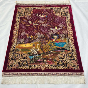 Persian Silk Bird of Paradise Rug 2.5 ft x 4 ft | 1600 Reeds Iranian