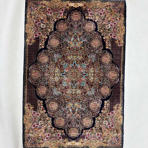 Persian Silk Abresham Rug 2 ft x 3 ft | 1600 Reed Machine-Made Iran