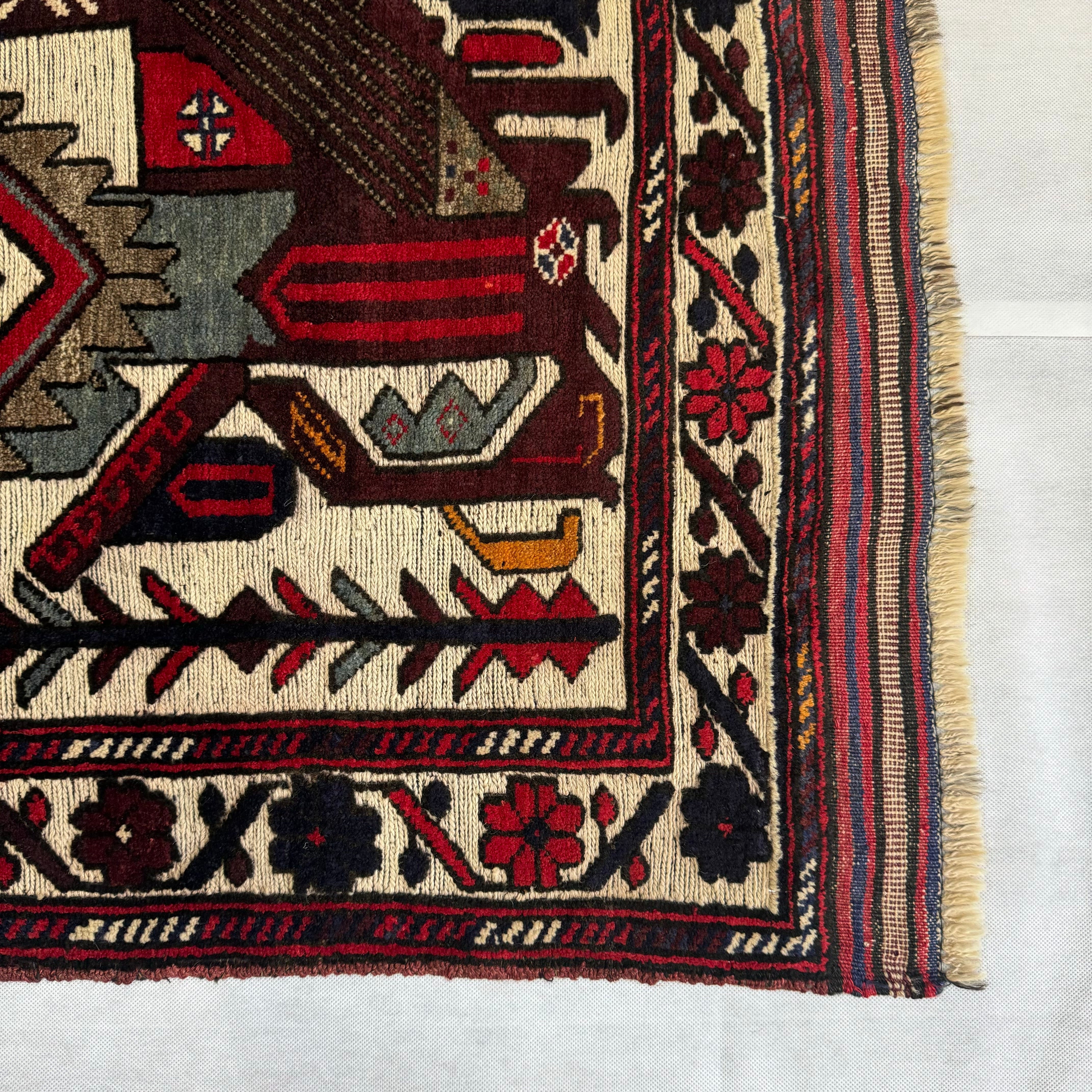 Handmade Afghan wool rug  traditional design for living room USA