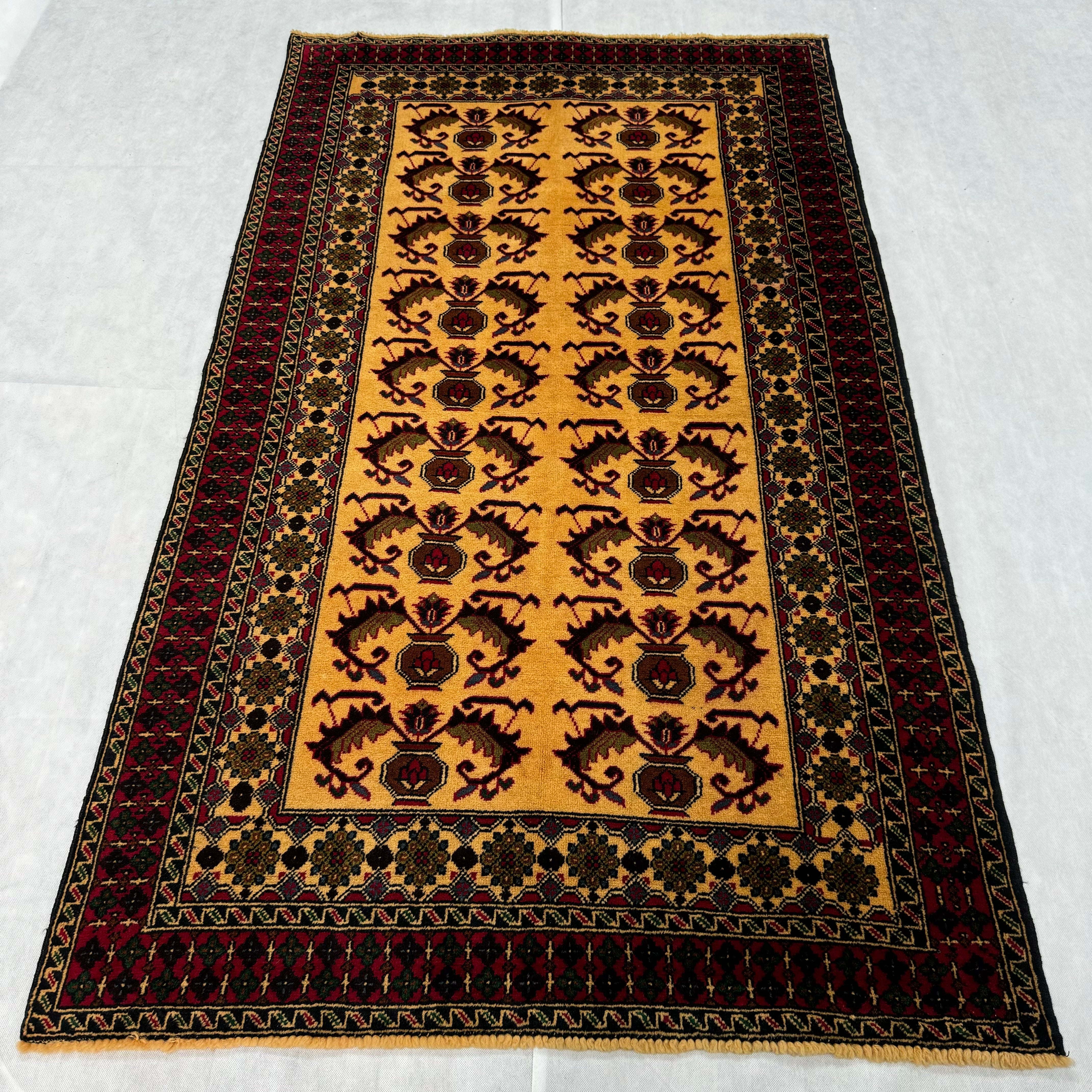 Handmade Afghan wool rug  traditional design for living room USA