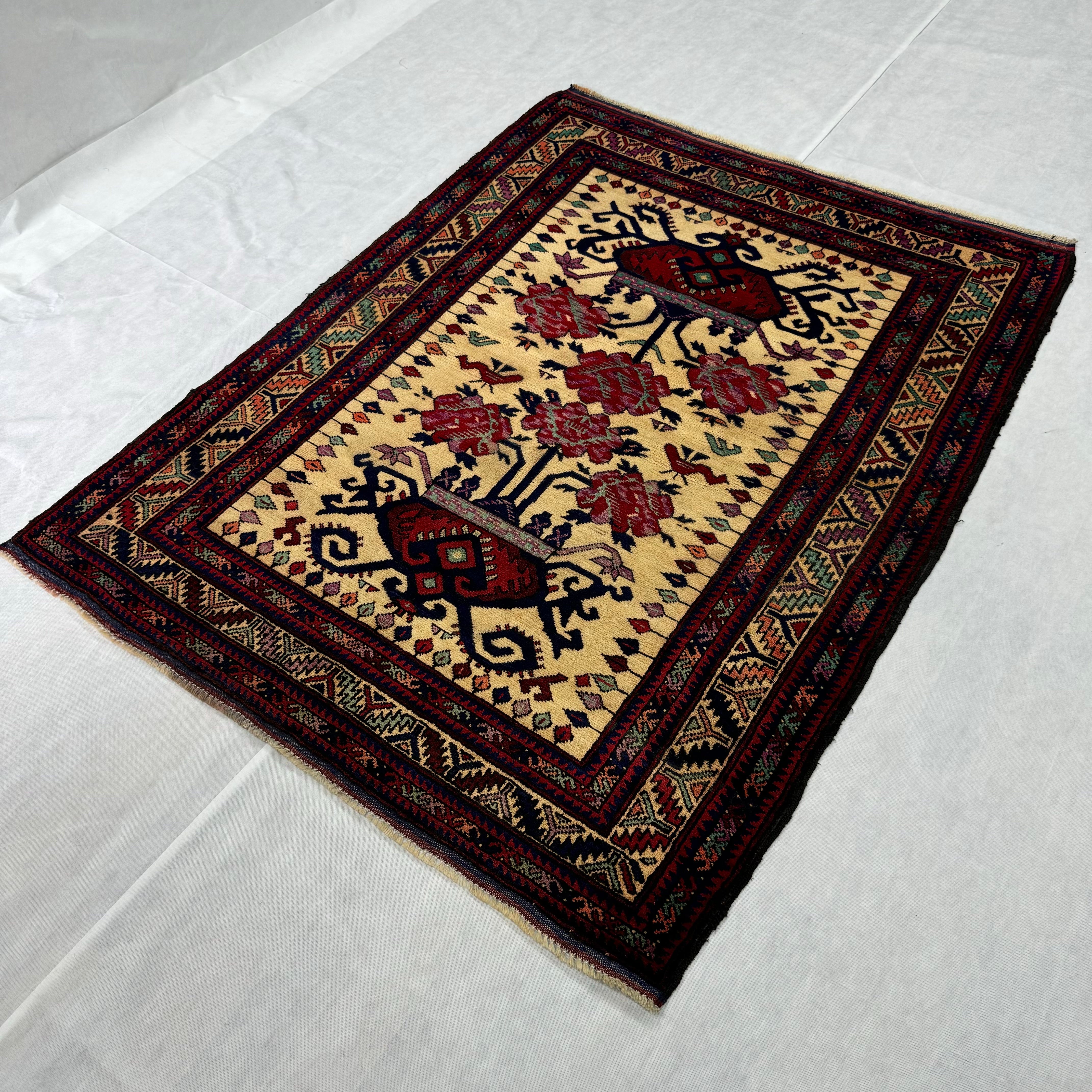Handmade Afghan wool rug  traditional design for living room USA