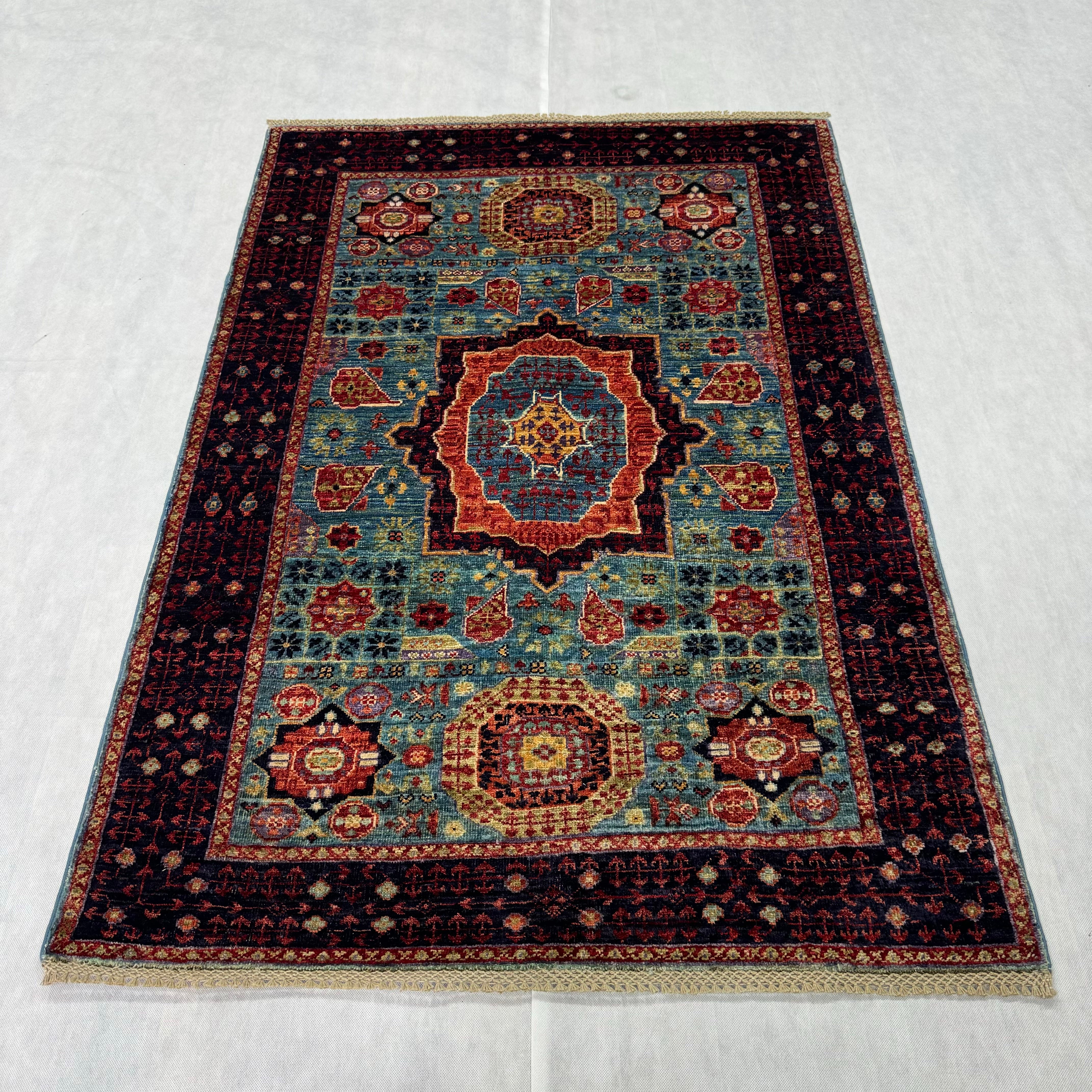 Handmade Afghan wool rug  traditional design for living room USA