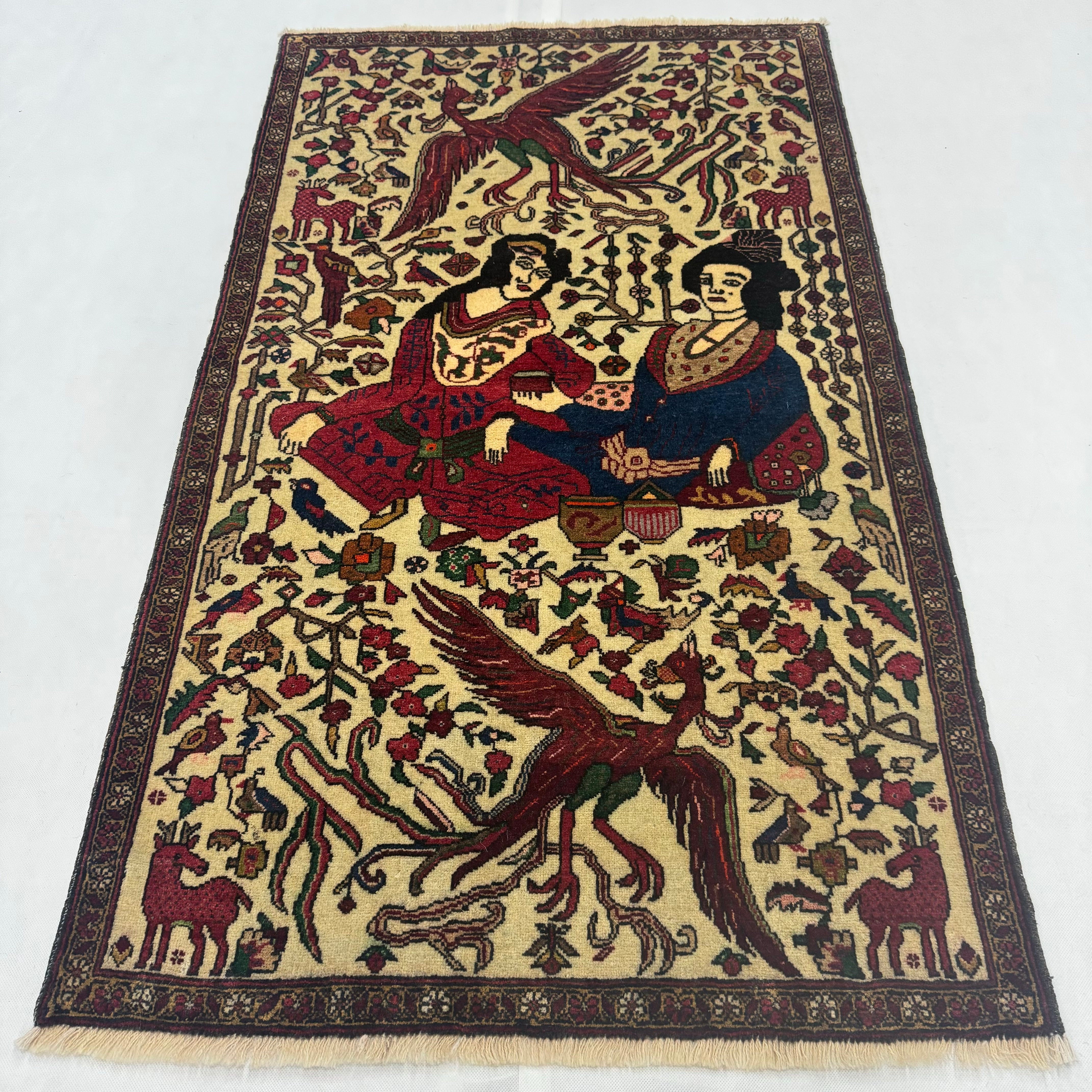 Handmade Afghan wool rug  traditional design for living room USA