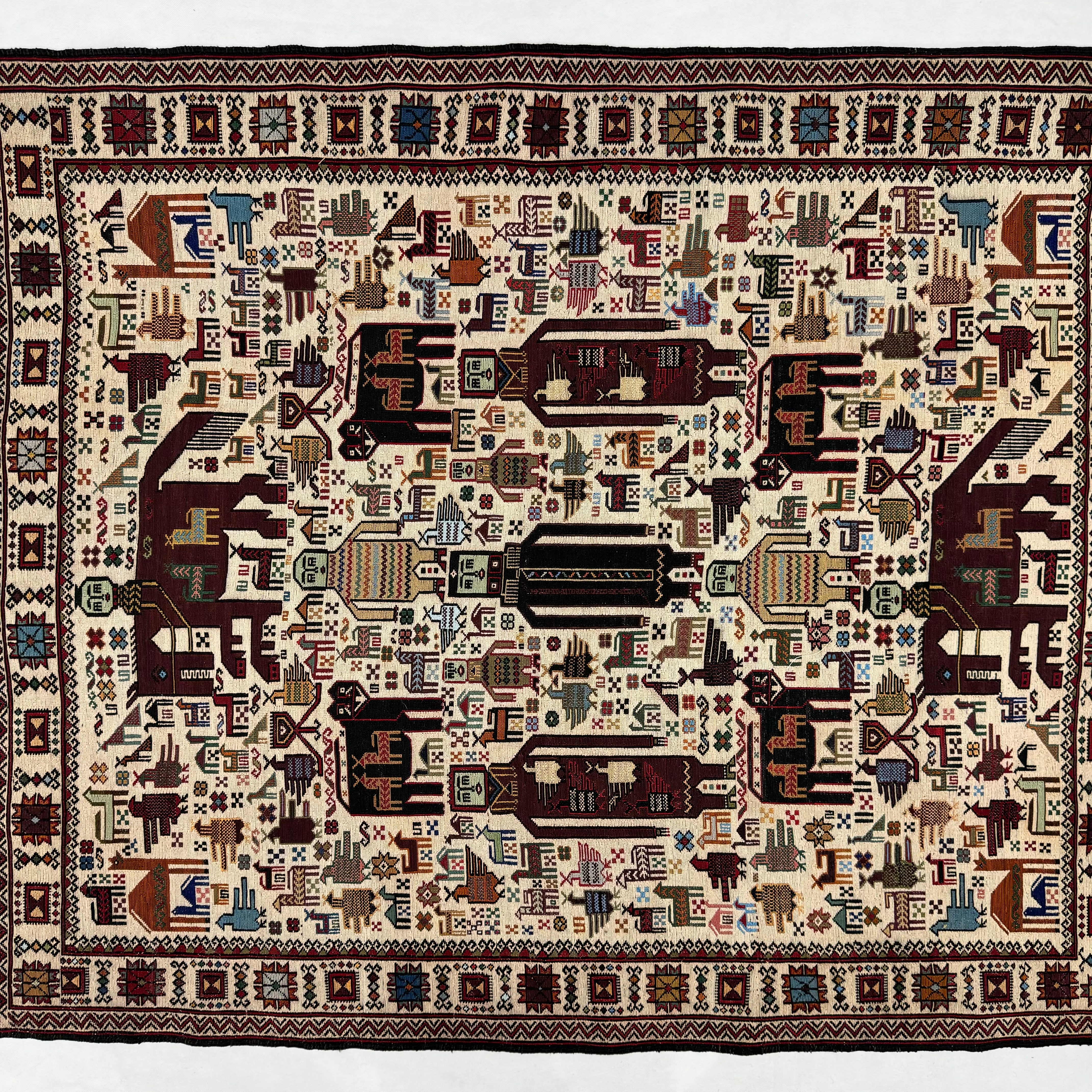 Handmade Afghan wool rug  traditional design for living room USA