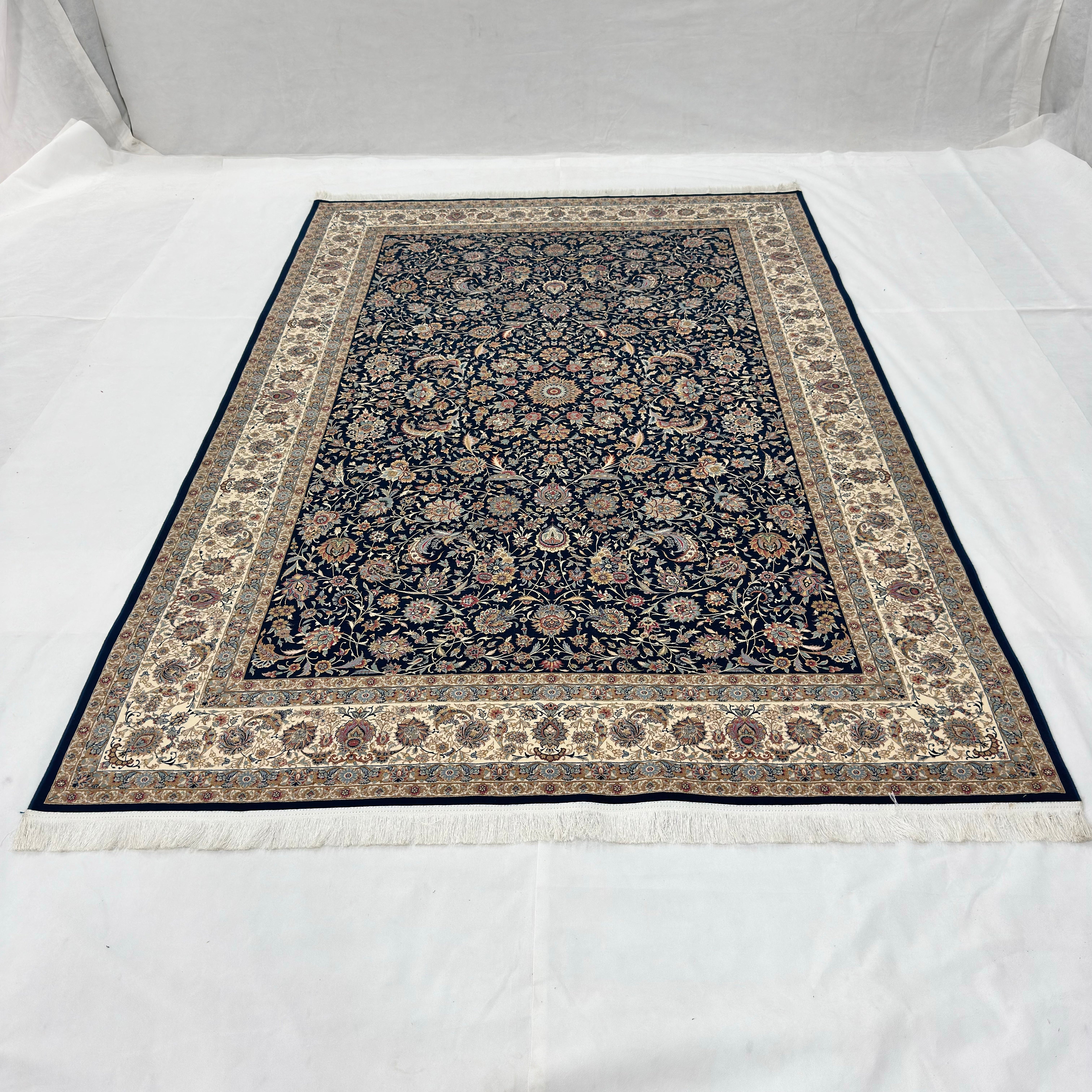 Persian Isfahan Arabesque Pure Silk Abresham Rug 7 ft x 10 ft | 1600 Reed